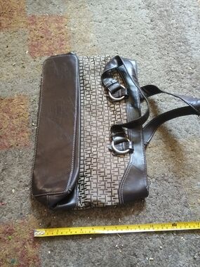 Tommy Hilfiger Brown Logo-Print Shoulder Bag